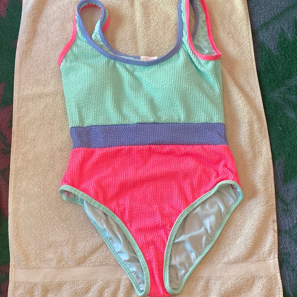 Pink Lily Mint and Pink Colorblock One Piece Swimsuit